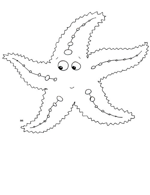 Coloriage Etoile de Mer avec des yeux dessin gratuit à imprimer