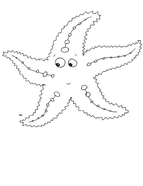 Coloriage Etoile de Mer avec des yeux dessin gratuit à imprimer