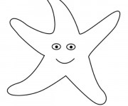 Coloriage Etoile de Mer avec visage