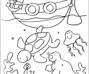 Coloriage Fond de Mer et Bateau