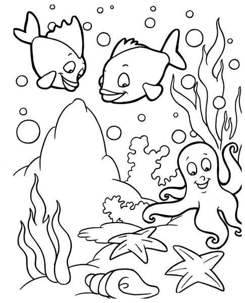 Coloriage et dessins gratuits Les poissons contents à imprimer