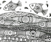 Coloriage Mer et Poissons mandala