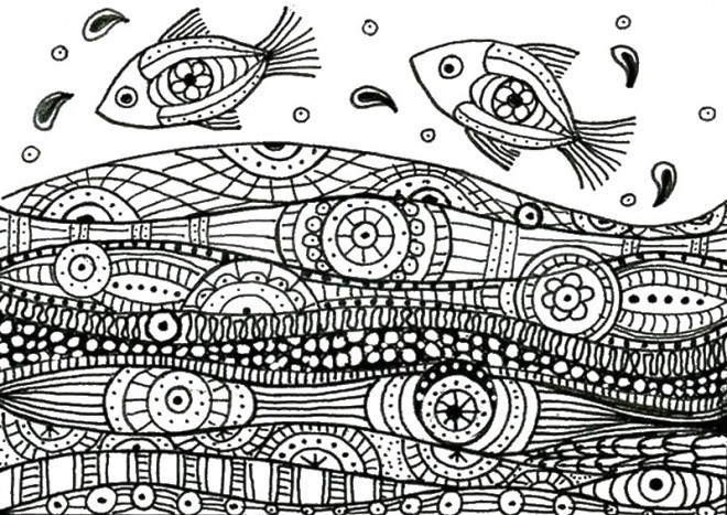 Coloriage Mer et Poissons mandala dessin gratuit à imprimer