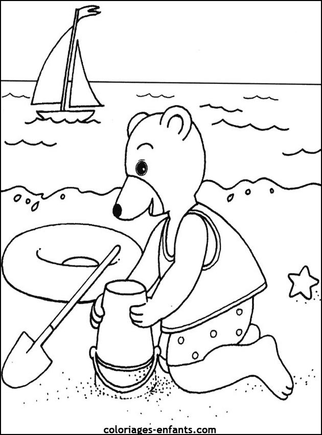 Coloriage Ours Sur La Plage Dessin Gratuit à Imprimer