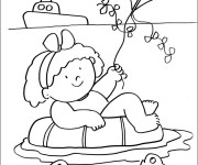 Coloriage Petite fille sur la Mer