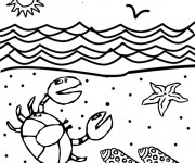 Coloriage Plage et jour ensoleill&eacute;