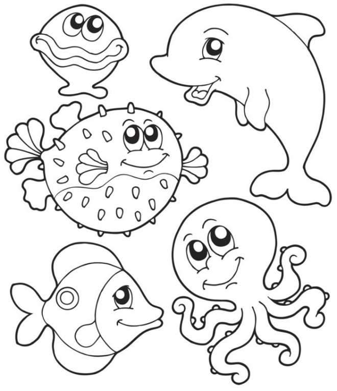 Coloriage et dessins gratuits Poissons de mer en couleur à imprimer