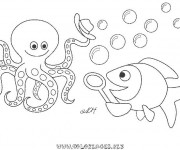 Coloriage Poissons de Mer en souriant