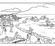 Coloriage Vacanciers sur La Plage