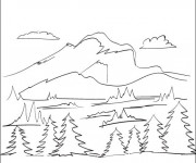 Coloriage Arbres de Montagne