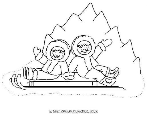 Coloriage et dessins gratuits des enfants s'amusent dans la montagne à imprimer