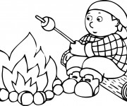 Coloriage et dessins gratuit Enfant en Camping à imprimer