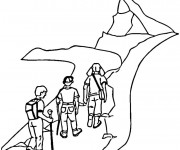 Coloriage Grimpeurs escaladent Montagne