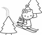 Coloriage Hello Kitty en ski alpin