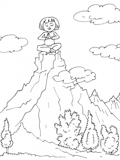 Coloriage et dessins gratuits Méditation sur la Montagne à imprimer