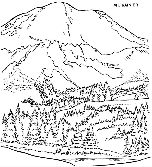 Coloriage et dessins gratuits Montagne et forêt à imprimer