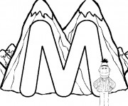 Coloriage Montagne et la lettre M