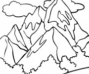 Coloriage Montagne et nuages