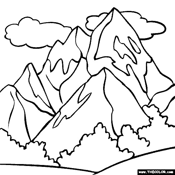 Coloriage Montagne et nuages dessin gratuit à imprimer