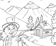 Coloriage et dessins gratuit Montagne printemps à imprimer