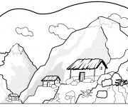 Coloriage Paysage de Montagne à compléter