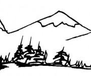 Coloriage Paysage de Montagne facile