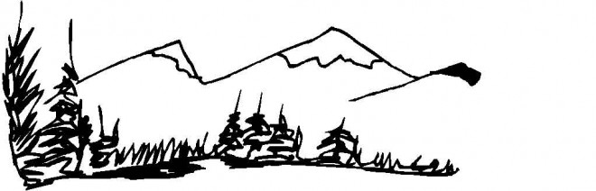 Coloriage et dessins gratuits Paysage de Montagne facile à imprimer