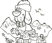 Coloriage Un chien drôle dans la Montagne