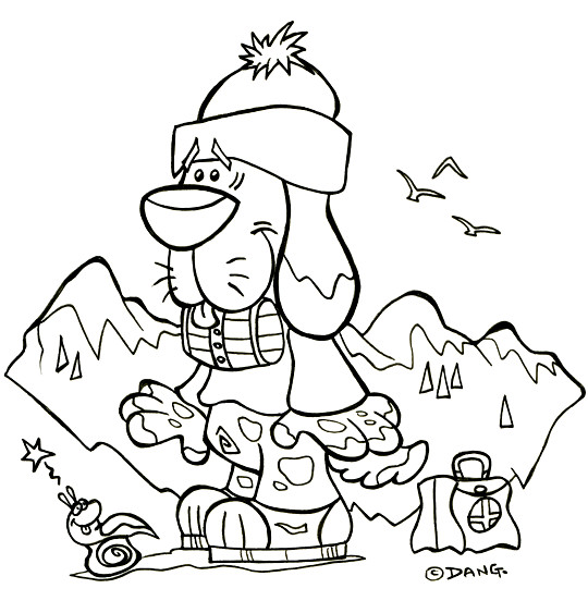 Coloriage et dessins gratuits Un chien drôle dans la Montagne à imprimer