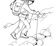 Coloriage Un Grimpeur sur la montagne