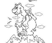 Coloriage Un gros Ours sur Montagne