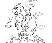 Coloriage Un gros Ours sur Montagne