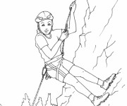Coloriage Une fille s'amuse dans la Montagne