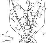 Coloriage Bouquet de muguet dans le ciel