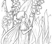 Coloriage F&eacute;e et grosses fleur de Muguet