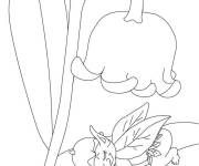 Coloriage f&eacute;e qui dormant sous la fleur de muguet