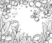 Coloriage Fleurs de muguet en carte de v&oelig;ux