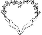 Coloriage Fleurs de Muguet en forme de c&oelig;ur
