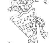 Coloriage Fleurs muguet dans une pochette
