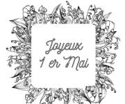 Coloriage Joyeux 1er mai avec des muguet