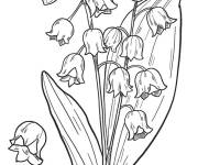 Coloriage Les enfants aiment les fleurs muguet en printemps