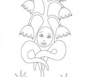 Coloriage Plante muguet avec un visage de dessin anim&eacute;