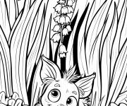 Coloriage Troll et le muguet le printemps