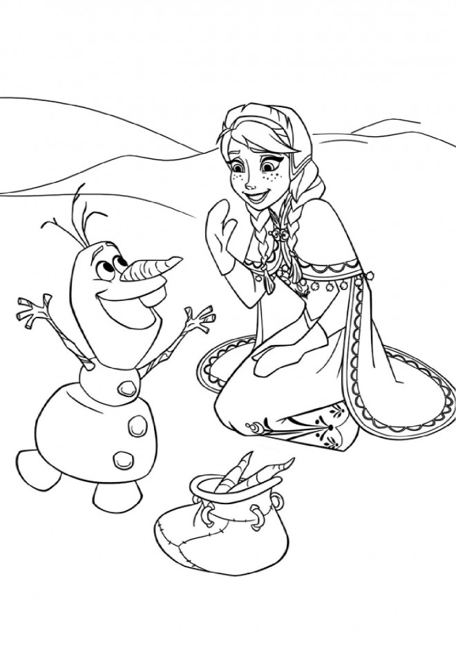 Coloriage et dessins gratuits Elsa et Olaf en plein air à imprimer
