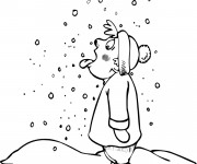 Coloriage Enfant Neige en Hiver