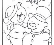 Coloriage Ours et l'homme de Neige