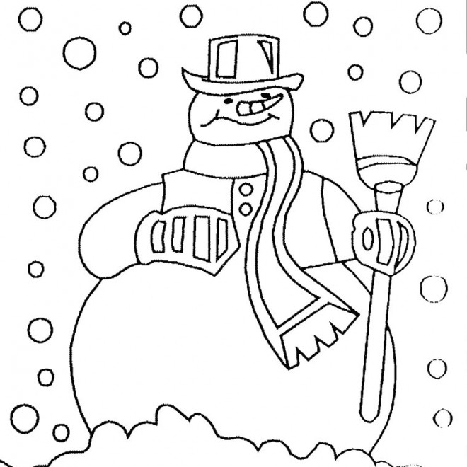 Coloriage et dessins gratuits Un gros Bonhomme de neige à imprimer