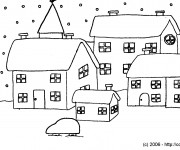 Coloriage Village et Neige