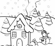 Coloriage Village sous neige