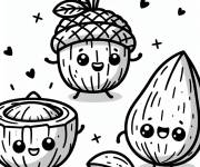 Coloriage Des noix de coco mignons de dessin anim&eacute;